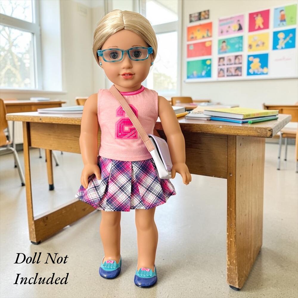 American Girl Ready to Learn Outfit Complete Set with Turquoise Glasses